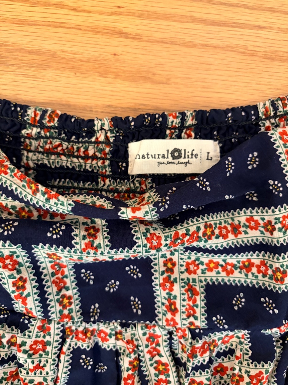 NATURAL LIFE Navy Floral Patchwork Boho Skirt